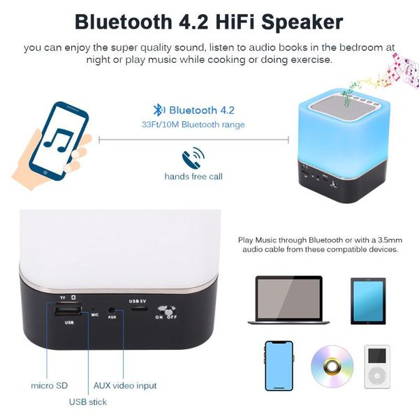 5 in 1 led night light with bluetooth speaker portable wireless bluetooth speaker touch control color led bedside table light
5 in 1 led night light with bluetooth speaker portable wireless bluetooth speaker touch control color led bedside table light