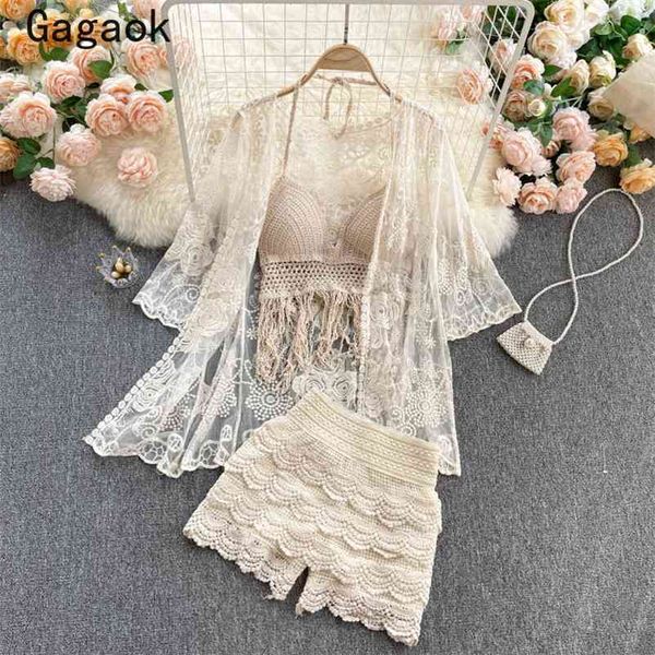vintage women set summer knitted hollow out fashion outfits lace coats + tassel camis wild solid shorts 210531, White
vintage women set summer knitted hollow out fashion outfits lace coats + tassel camis wild solid shorts 210531, White