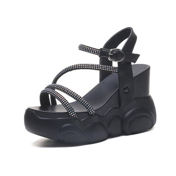 women's leather sandals fashion rhinestone high heels woman summer shoes 2021 wedges for women sandal, Black
women's leather sandals fashion rhinestone high heels woman summer shoes 2021 wedges for women sandal, Black
