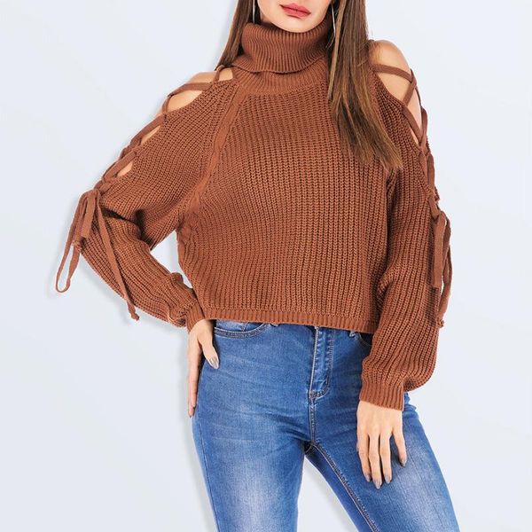 turtleneck sweater women knitted loose oversized strapless autumn winter lace-up sleeve pullover female knitting coats women's sweaters, White;black 
turtleneck sweater women knitted loose oversized strapless autumn winter lace-up sleeve pullover female knitting coats women's sweaters, White;black