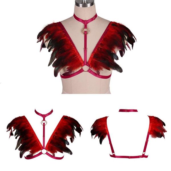 bras sets women harness black natural feathers cage bra adjustable back strappy crop fashion festival rave halloween carnival, Red;black
bras sets women harness black natural feathers cage bra adjustable back strappy crop fashion festival rave halloween carnival, Red;black