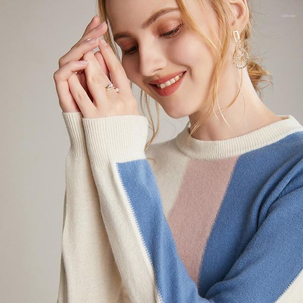 women's sweater natural wool round neck full sleeves striped patchwork short casual stylish fashion female pullover jacket sweaters, White;black
women's sweater natural wool round neck full sleeves striped patchwork short casual stylish fashion female pullover jacket sweaters, White;black