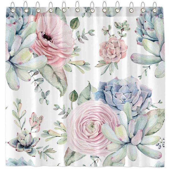 watercolor succulent plants shower curtain set with hooks home bathroom bathtubs decor easy care waterproof machine washable
watercolor succulent plants shower curtain set with hooks home bathroom bathtubs decor easy care waterproof machine washable