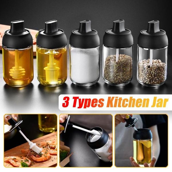 storage bottles & jars 3 types glass seasoning container oil honey dispenser bottle with spoon brush rod multifunctional 
storage bottles & jars 3 types glass seasoning container oil honey dispenser bottle with spoon brush rod multifunctional
