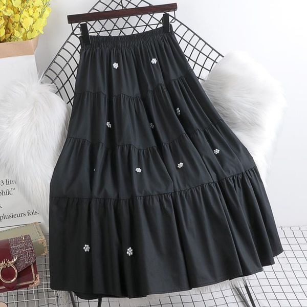 skirts spring mid-length large-length skirt high waist thin elastic pure color bead stitching pleated female, Black
skirts spring mid-length large-length skirt high waist thin elastic pure color bead stitching pleated female, Black