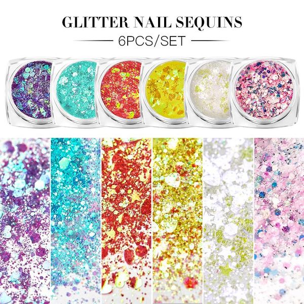 nail glitter 6boxes/set laser mixed powder sequins shinning colorful flakes 3d diy charm dust for manicure art decor, Silver;gold
nail glitter 6boxes/set laser mixed powder sequins shinning colorful flakes 3d diy charm dust for manicure art decor, Silver;gold