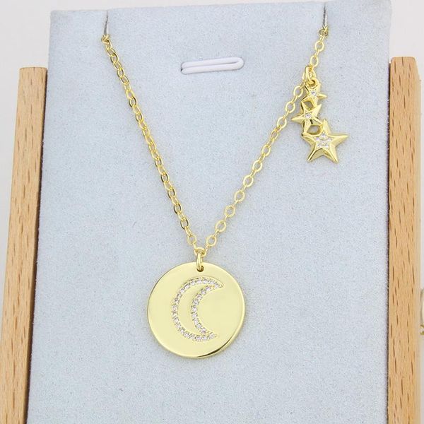 zircon stone moon star pendant necklace gold plated color copper clavicle chain goth party statement jewelry gift chains, Silver
zircon stone moon star pendant necklace gold plated color copper clavicle chain goth party statement jewelry gift chains, Silver