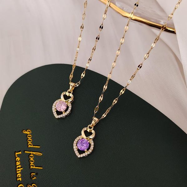 pendant necklaces romantic pink double heart shaped necklace femme wedding multicolored zircon love charm luxury clavicle chain jewelry, Silver
pendant necklaces romantic pink double heart shaped necklace femme wedding multicolored zircon love charm luxury clavicle chain jewelry, Silver