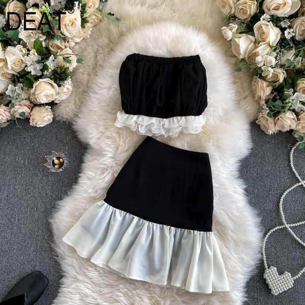 deat women black ruffles mini skirt arrivals short strapless two piece set fashion spring summer 11d53 210709, White
deat women black ruffles mini skirt arrivals short strapless two piece set fashion spring summer 11d53 210709, White