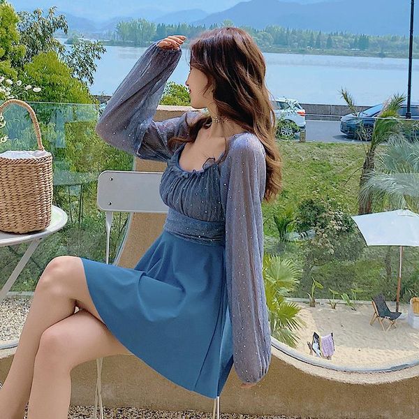 one-piece suits women's one piece swimsuit mesh long sleeve swimwear solid swimdress ruffle wrap chest bathsuit summer beach wear women
one-piece suits women's one piece swimsuit mesh long sleeve swimwear solid swimdress ruffle wrap chest bathsuit summer beach wear women