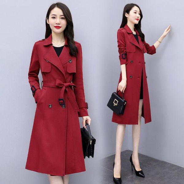 autumn 2021 fashion temperament slim long women's windbreaker trench coats, Tan;black
autumn 2021 fashion temperament slim long women's windbreaker trench coats, Tan;black