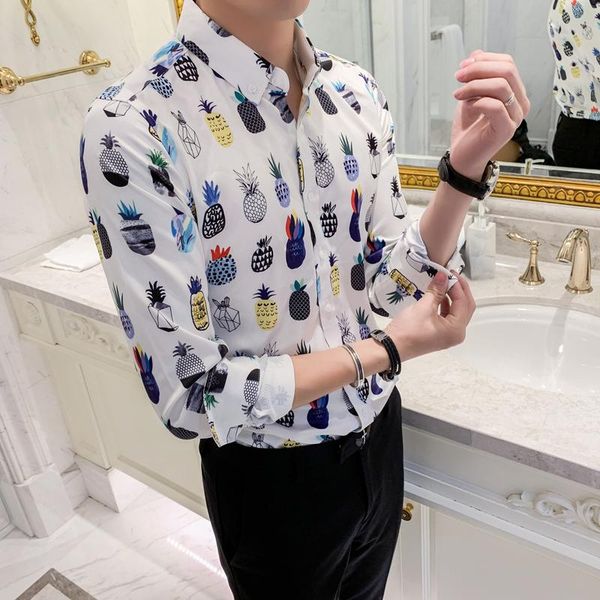men's casual shirts streetwear men fashion 2021 long sleeve mens social shirt dress all match fruit print slim fit club party wear tuxe, White;black
men's casual shirts streetwear men fashion 2021 long sleeve mens social shirt dress all match fruit print slim fit club party wear tuxe, White;black