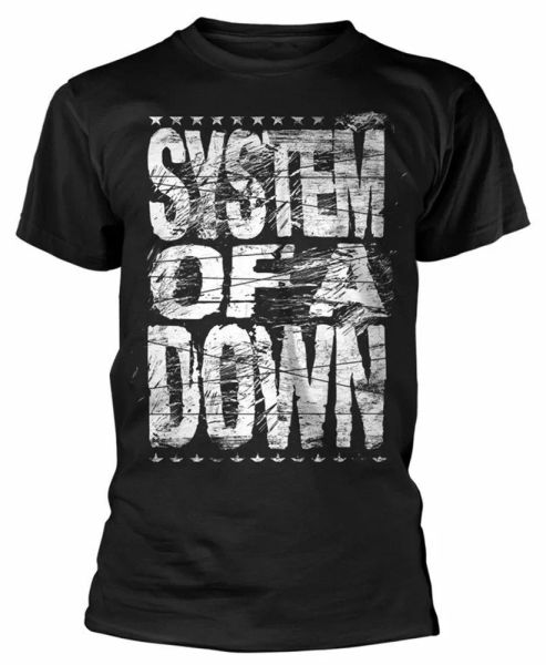 official system of a down t shirt distressed logo black mens classic rock metal, White;black
official system of a down t shirt distressed logo black mens classic rock metal, White;black
