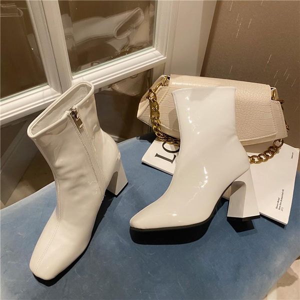 boots 2021 luxury women patent leather ankle winter warm fur spuare toe red white block high heels female botas, Black
boots 2021 luxury women patent leather ankle winter warm fur spuare toe red white block high heels female botas, Black