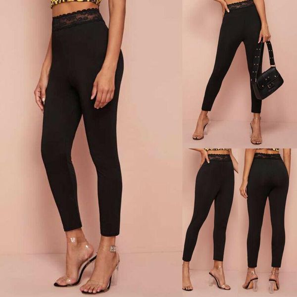 women's leggings women high waist trousers long fashion lace stretch fitness pencil tousers bottoms, Black
women's leggings women high waist trousers long fashion lace stretch fitness pencil tousers bottoms, Black