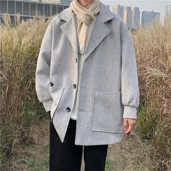 men's wool & blends 2021 autumn winter coat large thickened woolen windbreaker loose, Black
men's wool & blends 2021 autumn winter coat large thickened woolen windbreaker loose, Black
