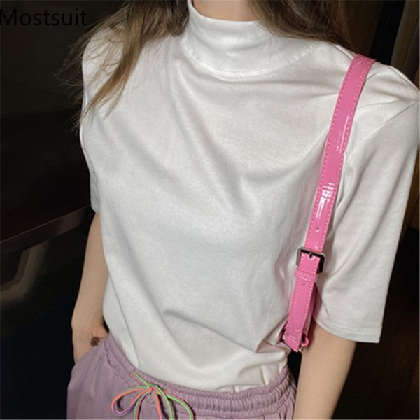 summer cotton turtleneck t shirt women short sleeve solid fashion basic t-shirts casual ladies tees femme black white 210514
summer cotton turtleneck t shirt women short sleeve solid fashion basic t-shirts casual ladies tees femme black white 210514