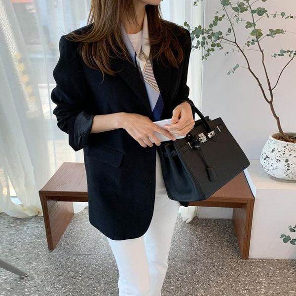 women's suits & blazers korea 2021 spring and summer korean styles fashion women clothes notched single breasted female blazer y042, White;black
women's suits & blazers korea 2021 spring and summer korean styles fashion women clothes notched single breasted female blazer y042, White;black