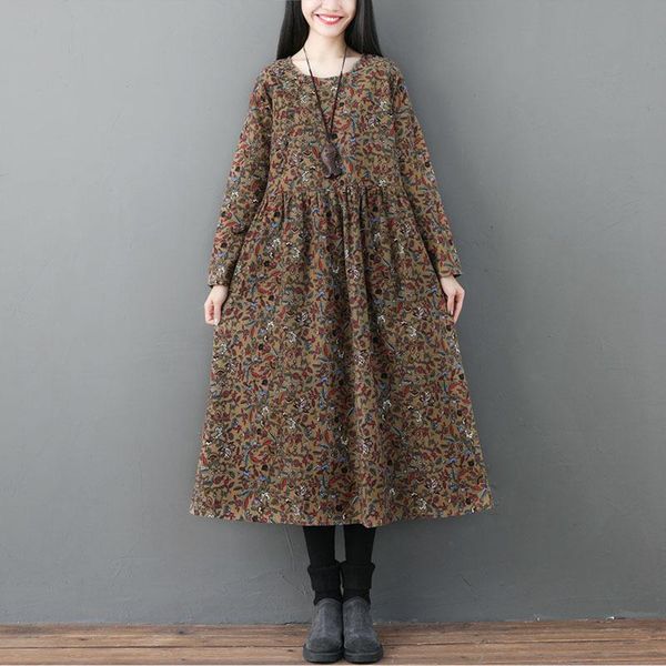 women's t-shirt arrival spring dress cotton linen long sleeve print floral vintage plus size women casual midi autumn, White
women's t-shirt arrival spring dress cotton linen long sleeve print floral vintage plus size women casual midi autumn, White