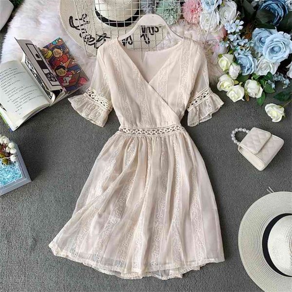 women summer gain skinny v-neck chiffon dress lady short flare sleeve elegant vestidos f891 210527, Black;gray
women summer gain skinny v-neck chiffon dress lady short flare sleeve elegant vestidos f891 210527, Black;gray