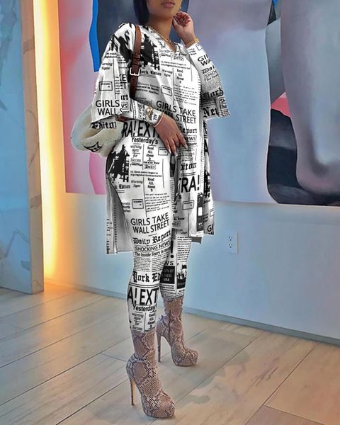 women's tracksuits 2021 women outfits spring spaper print and pants high waist casual suit 2 piece, Gray
women's tracksuits 2021 women outfits spring spaper print and pants high waist casual suit 2 piece, Gray