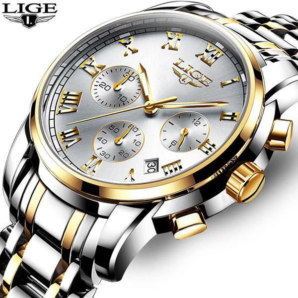 wristwatches lige men watches full steel waterproof sport quartz watch fashion date clock chronograph relogio masculino, Slivery;brown
wristwatches lige men watches full steel waterproof sport quartz watch fashion date clock chronograph relogio masculino, Slivery;brown