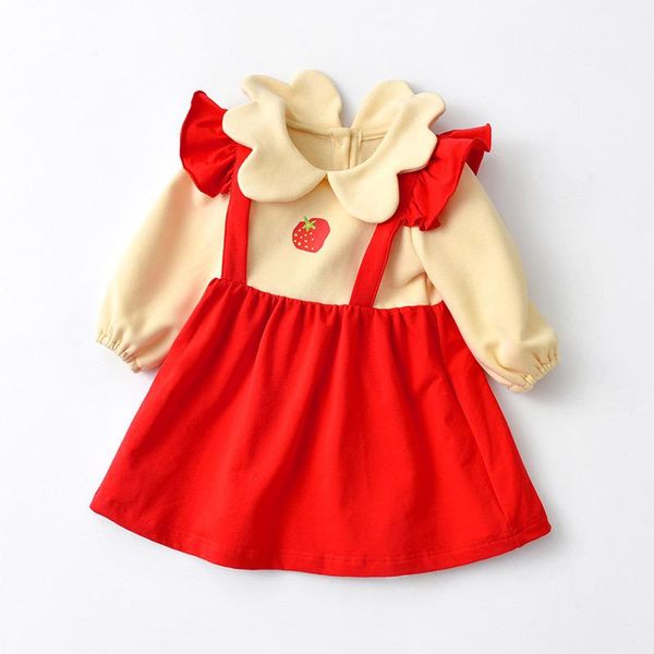 girl's dresses autumn baby girl princess dress children suspender strawberry pattern fashion flower fake two piece toddler wear, Red;yellow
girl's dresses autumn baby girl princess dress children suspender strawberry pattern fashion flower fake two piece toddler wear, Red;yellow