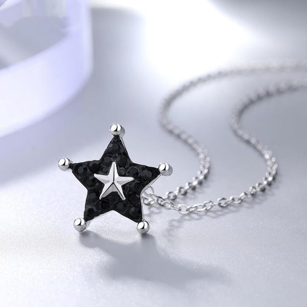 five-pointed star pendant necklace women's girl brass rhinestone clavicle chain jewelry necklaces, Silver
five-pointed star pendant necklace women's girl brass rhinestone clavicle chain jewelry necklaces, Silver