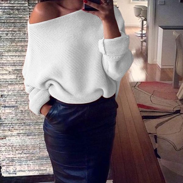 cotton women winter loose womens sweater one shoulder clothes solid pullover jumper for female causal autumn, White;black
cotton women winter loose womens sweater one shoulder clothes solid pullover jumper for female causal autumn, White;black
