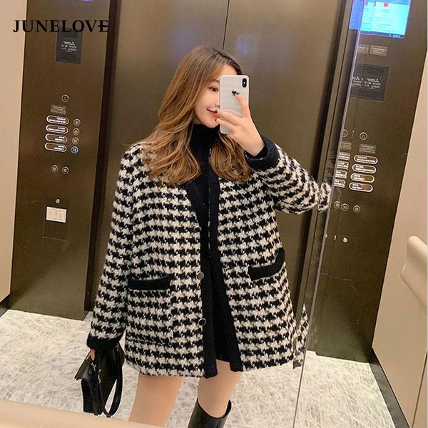 women's wool & blends junelove 2021 women autumn winter v-neck woolen coats long sleeve single breasted female plaid casual lady cardig, Black
women's wool & blends junelove 2021 women autumn winter v-neck woolen coats long sleeve single breasted female plaid casual lady cardig, Black