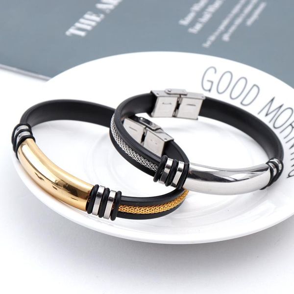 link, chain fashion trend men's titanium steel bracelet 2021 silicone stainless jewelry wholesale, Black
link, chain fashion trend men's titanium steel bracelet 2021 silicone stainless jewelry wholesale, Black