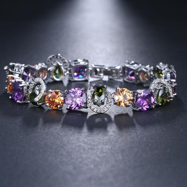 link, chain ekopdee fashion multi color zircon tennis bracelet for women exquisite luxury cz crystal bracelets female bridal wedding jewelry, Black
link, chain ekopdee fashion multi color zircon tennis bracelet for women exquisite luxury cz crystal bracelets female bridal wedding jewelry, Black