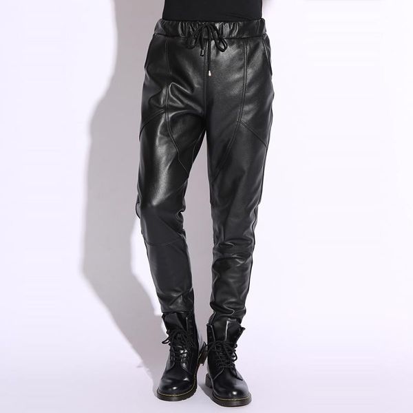 men's genuine leather harem pants real sheepskin motorcycle biker casual loose korean street windproof male trousers plus size, Black
men's genuine leather harem pants real sheepskin motorcycle biker casual loose korean street windproof male trousers plus size, Black