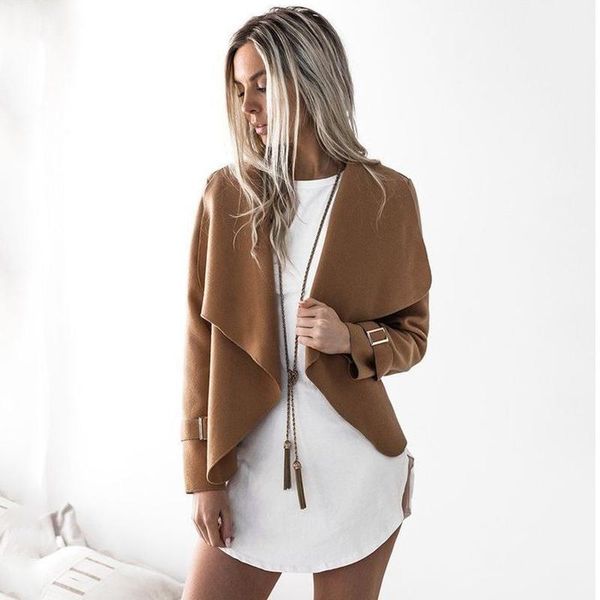 women's jackets solid color loose lapel irregular woolen short jacket stitching regular sleeves four colors yards, Black;brown
women's jackets solid color loose lapel irregular woolen short jacket stitching regular sleeves four colors yards, Black;brown