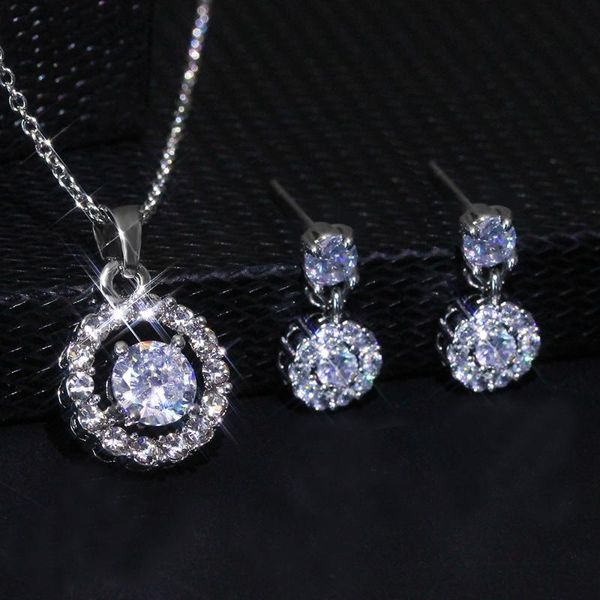 earrings & necklace cute female crystal round jewelry set charm silver color stud earring for women dainty white zircon wedding chain
earrings & necklace cute female crystal round jewelry set charm silver color stud earring for women dainty white zircon wedding chain