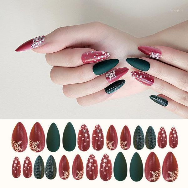 24pcs christmas nail art decorations detachable false pointed fake nails moose snowman tree stiletto tips1, Red;gold
24pcs christmas nail art decorations detachable false pointed fake nails moose snowman tree stiletto tips1, Red;gold