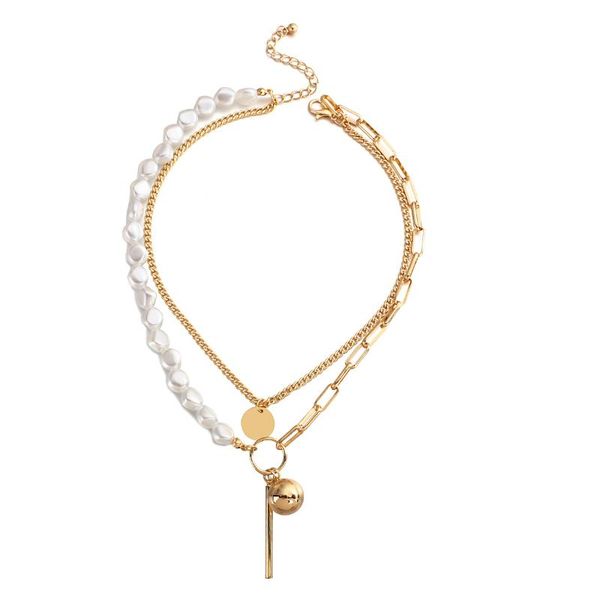 chains aensoa 2021 fashion 2 layers baroque pearl charm chain necklace for women collar metal circle round ball choker necklaces, Silver
chains aensoa 2021 fashion 2 layers baroque pearl charm chain necklace for women collar metal circle round ball choker necklaces, Silver