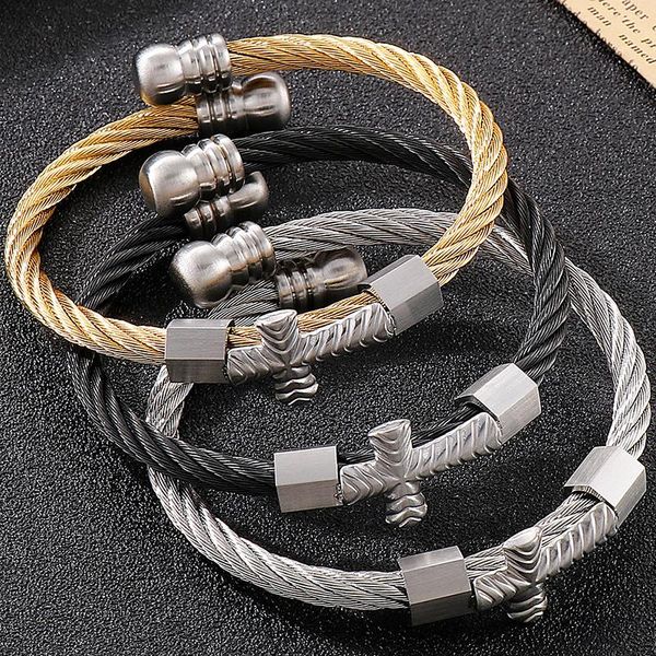 bangle golden cross bracelet man religious cuff bible verse christian gifts for men solid braided chain stainless steel jewelry, Black
bangle golden cross bracelet man religious cuff bible verse christian gifts for men solid braided chain stainless steel jewelry, Black