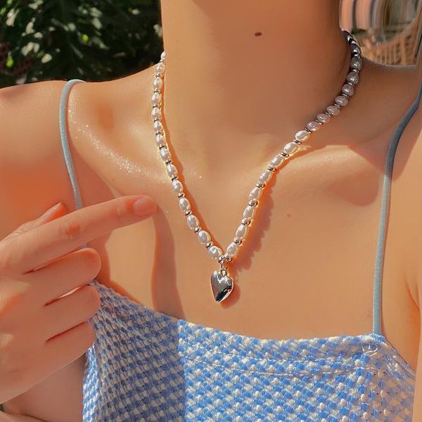 pendant necklaces summer contracted heart type necklace temperament pearl clavicle chain sweet cool small pure and fresh neck, Silver
pendant necklaces summer contracted heart type necklace temperament pearl clavicle chain sweet cool small pure and fresh neck, Silver