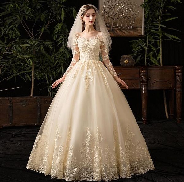 casual dresses 2021 long sleeve champagne lace for wedding party luxury embroidery ball gown gowns vestido de noiva, Black;gray
casual dresses 2021 long sleeve champagne lace for wedding party luxury embroidery ball gown gowns vestido de noiva, Black;gray