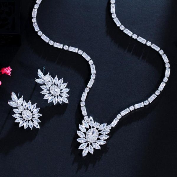 earrings & necklace cwwzircons stunning cubic zirconia leaf flower and luxury bridal party jewelry set for wedding evening t587, Silver
earrings & necklace cwwzircons stunning cubic zirconia leaf flower and luxury bridal party jewelry set for wedding evening t587, Silver