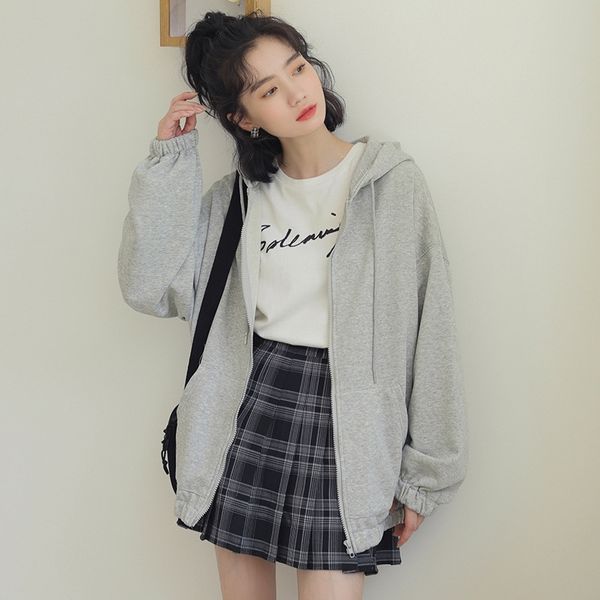 autumn winter 2021 new korean lazy bf solid color zipper cardigan coat student loose and versatile hooded women's sweater, Black
autumn winter 2021 new korean lazy bf solid color zipper cardigan coat student loose and versatile hooded women's sweater, Black