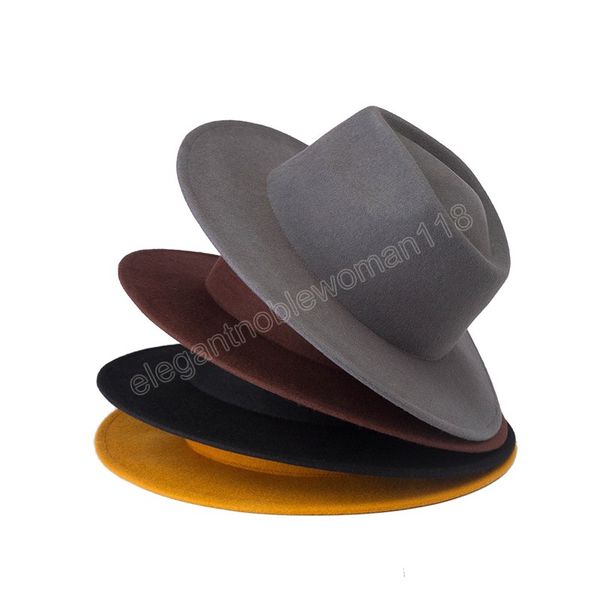 ins style autumn winter wool felt classic fedoras cap men women leisure panama jazz hat, Blue;gray