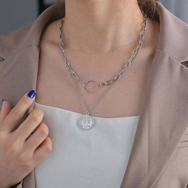 chains fashion queen of the circle necklace for women geometric multi-layer stainless steel lovers clavicle chain party jewelry gifts, Silver
chains fashion queen of the circle necklace for women geometric multi-layer stainless steel lovers clavicle chain party jewelry gifts, Silver
