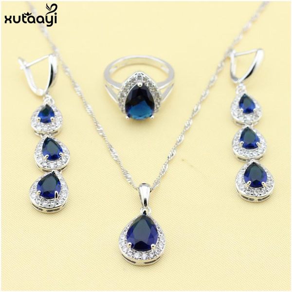 earrings & necklace xutaayi fashion silver colorcolor drop jewelry sets for women dark blue zircon fancy wedding necklace/rings/earrings
earrings & necklace xutaayi fashion silver colorcolor drop jewelry sets for women dark blue zircon fancy wedding necklace/rings/earrings