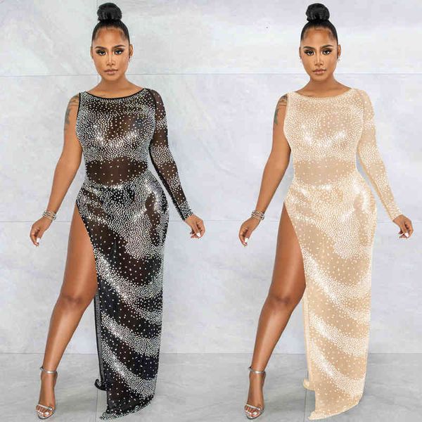 casual dresses x5622 fashion nightclub drill single sleeve irregular split long skirt dresses, Black;gray
casual dresses x5622 fashion nightclub drill single sleeve irregular split long skirt dresses, Black;gray