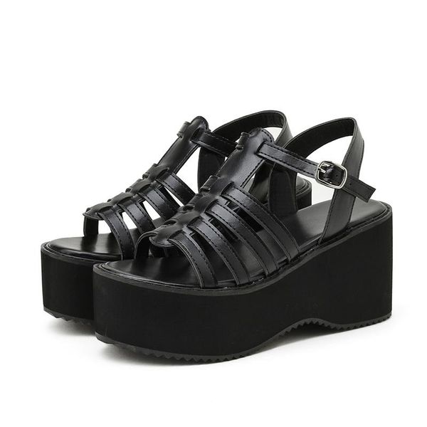 ladies footwear sandals black platform wedges shoes for women punk high heels summer sandales femmes
ladies footwear sandals black platform wedges shoes for women punk high heels summer sandales femmes