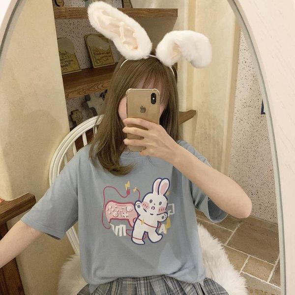 women's t-shirt japanese kawaii cartoon print tees summer sweet vintage hip-hop casual ulzzang short-sleeved ins letter harajuku, White
women's t-shirt japanese kawaii cartoon print tees summer sweet vintage hip-hop casual ulzzang short-sleeved ins letter harajuku, White