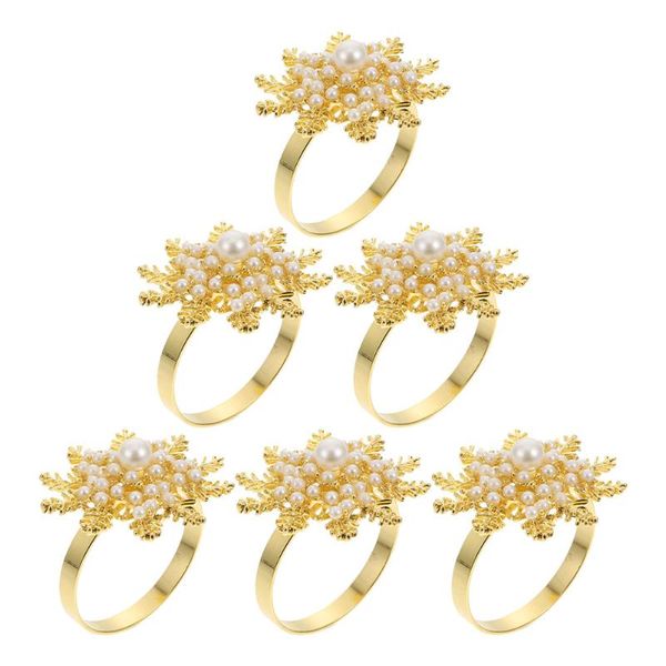 napkin rings 6pcs christmas buckles holders decors (golden)