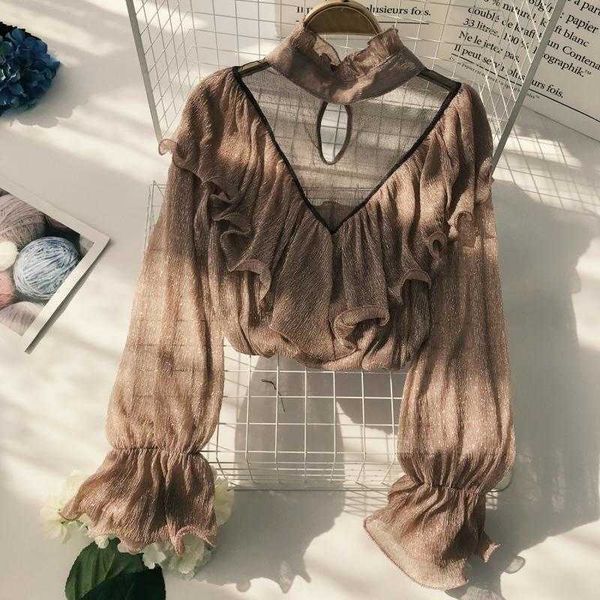 retro ruffle long-sleeved shirt fashion chiffon womens and blouses hollow net yarn office ladies shirts 210601, White
retro ruffle long-sleeved shirt fashion chiffon womens and blouses hollow net yarn office ladies shirts 210601, White